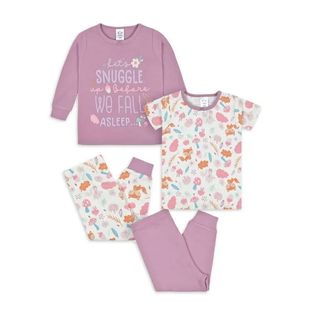 Gerber Baby Girls' Toddler Snug Fit 4-Piece Pajama Set