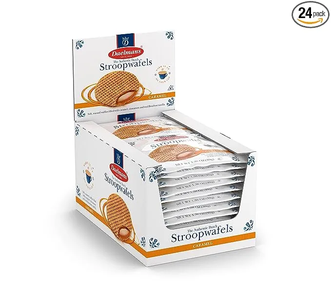 Daelmans Stroopwafel Caramel - The Original Stroopwafels, Toasted Dutch Waffle Cookies W/A Creamy & Buttery Filling, Made in Holland, Individually