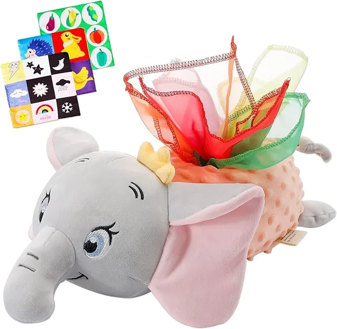 Baby Tissue Box Toy - Elephant Sensory Toys Infant 6-12 Months Tissue Pulling Box ...