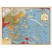 Map Turner 1944 War WWII on to Tokyo Pacific Extra Large XL Wall Art Poster Print