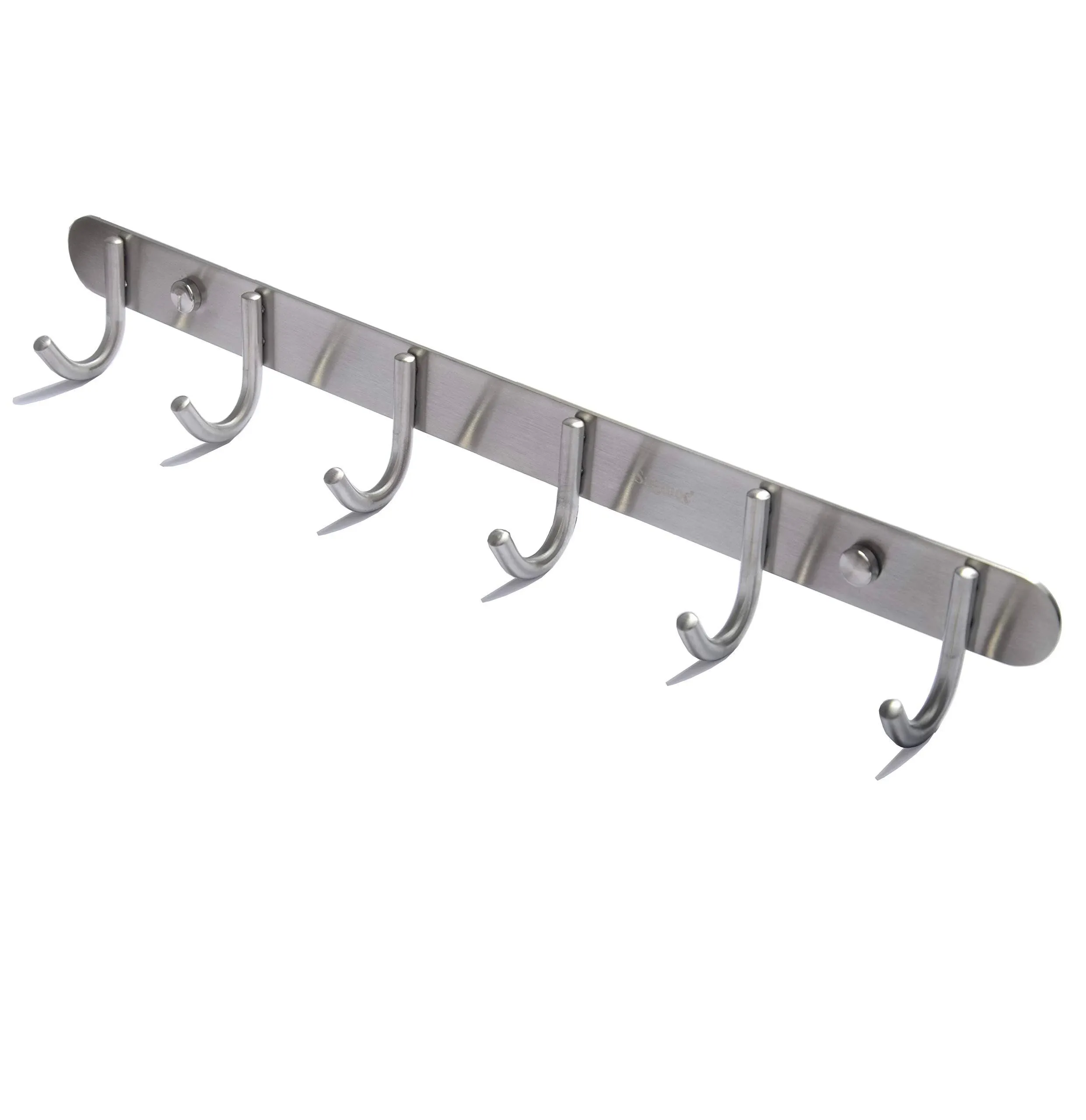 Coat Hook Rack Wall Mounted Towel Hook Rail with 6 Round Hooks/16-inch/304Stainless Steel Brushed Nickel/Super Easy Installation/Rust and Water Proof/Perfect Home Storage & Organization