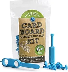 Jumpoff Jo Cardboard Construction Kit 36 Cardboard Screws, 1 Screwdriver, 1 Cardboard Saw - for Stem, Engineering, Arts, and More, Ages 6+