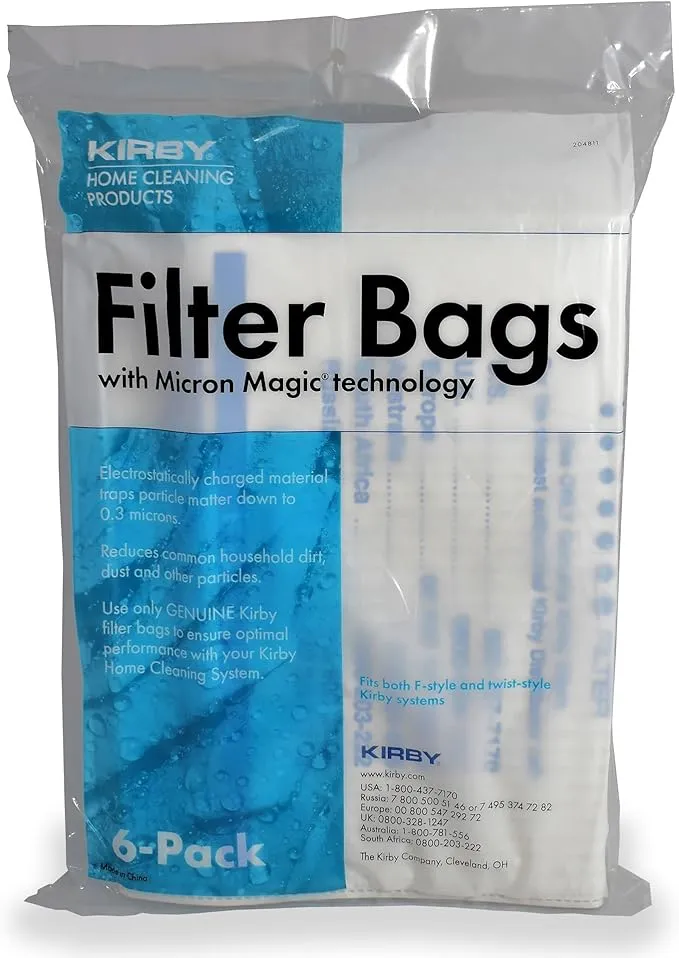 Kirby 204811 Filter Bag Six Pack Micron Magic HEPA (6 Bags Pack)Kirby 204811 Filter Bag Six Pack Micron Magic HEPA (6…