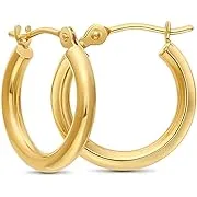 Solid 14k Gold Extra Small Tiny Hoop Earrings (12mm Diameter)