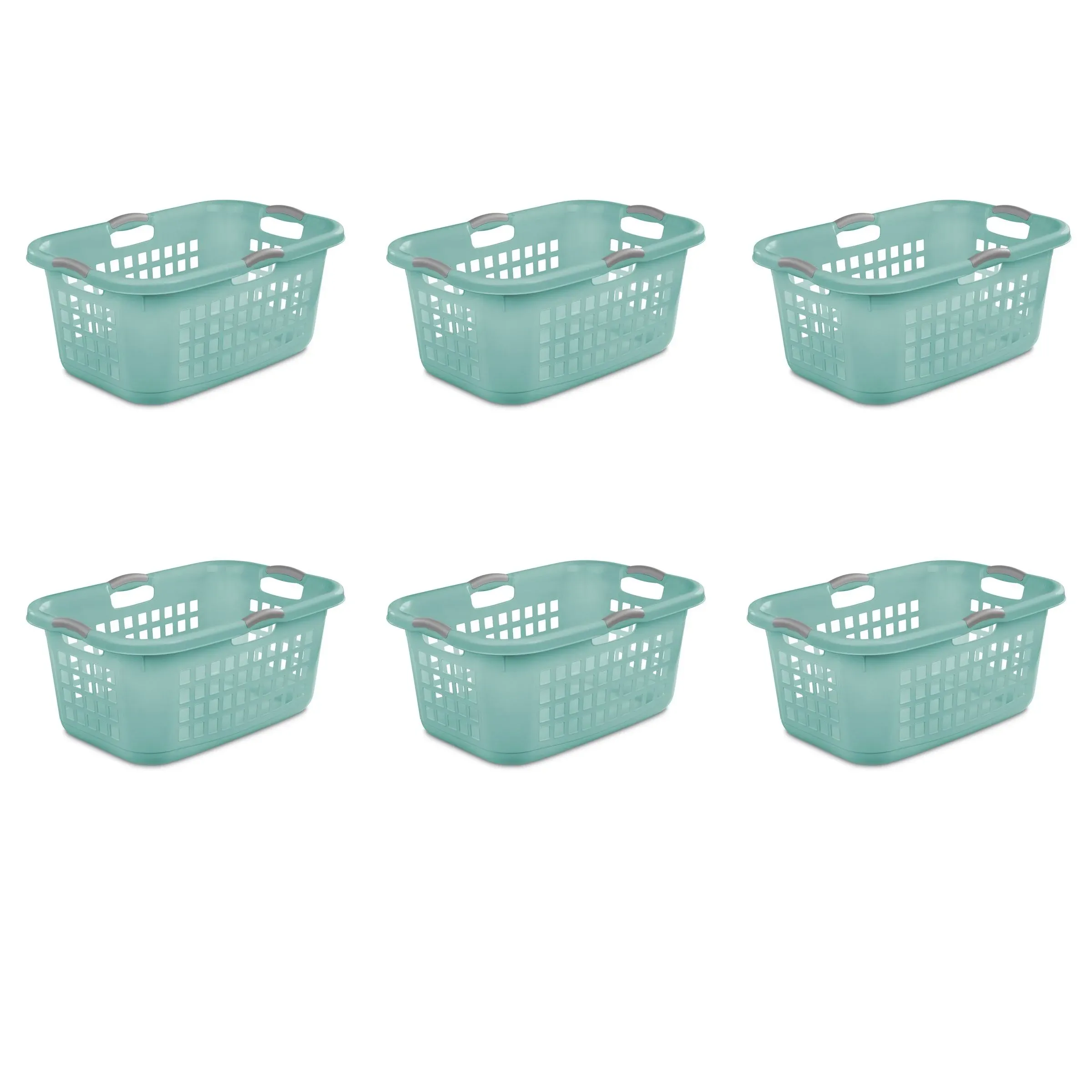 Sterilite 2 Bushel/71 L Ultra Laundry Basket, w/Titanium Handles, Aqua Chrome 6 Count(Pack of 1)