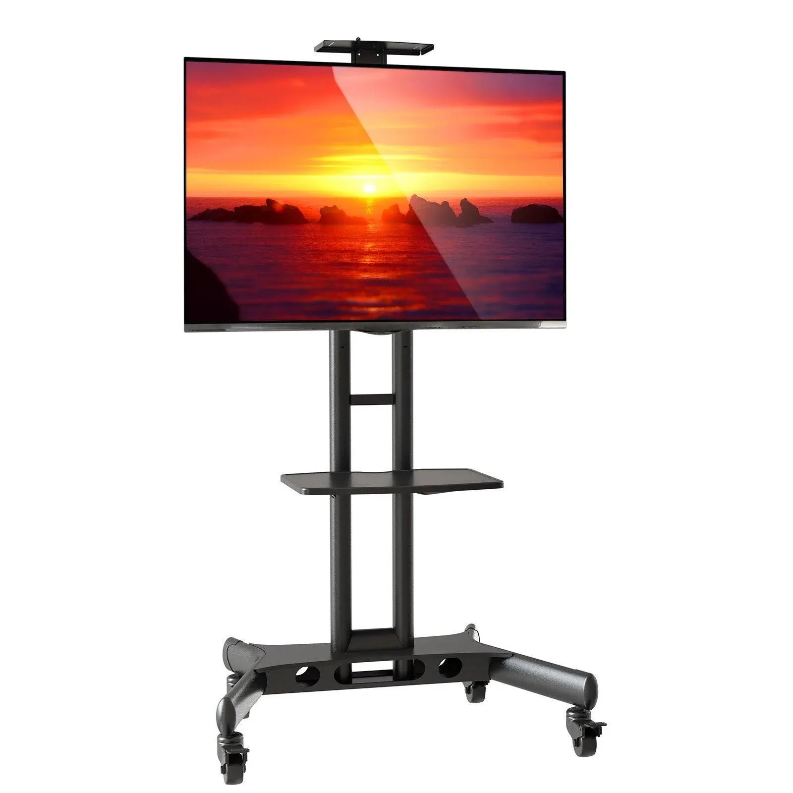 Rolling TV Cart Mobile TV Stand for 40-65 inch Flat Screen, LED, LCD, OLED, Plasma, Curved TV's - Universal Mount with Wheels