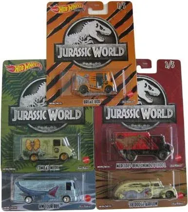 Hot Wheels Jurassic World 2022 Premium Pop Culture Complete 5 Car Diecast Set DLB45-946Q Release