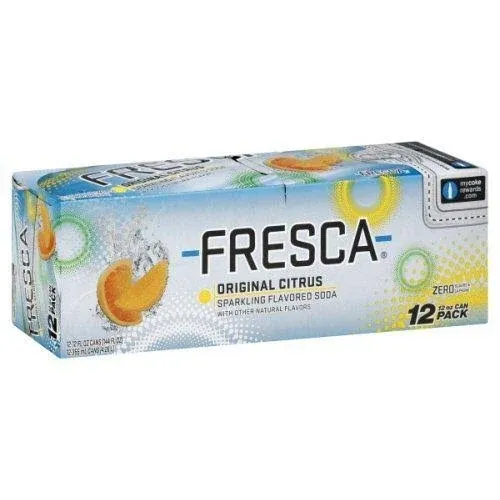 Fresca Soda, Sparkling Flavored, Original Citrus, Fridge Pack, 144 Fl. Oz. With Other Natural Flavors.