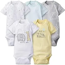 Gerber Unisex Baby 5-Pack Short Sleeve Variety Onesies Bodysuits Elephant Dream NewbornGerber Unisex Baby 5-Pack Short Sleeve Variety Onesies…