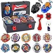 Bey Battle Burst Gyro Blade Toy Set Great Present for Kids Children Boys Ages 6 8 10 12+ Metal Fusion Attack Top Battling Game 10 Spinning Tops 2 Two-Way Launcher 2 Handles