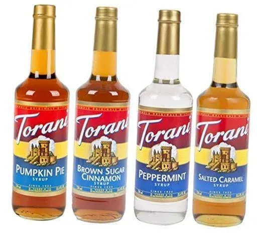 Fall Winter Syrup 4 Pack, Pumpkin Pie, Peppermint, Salted Caramel &