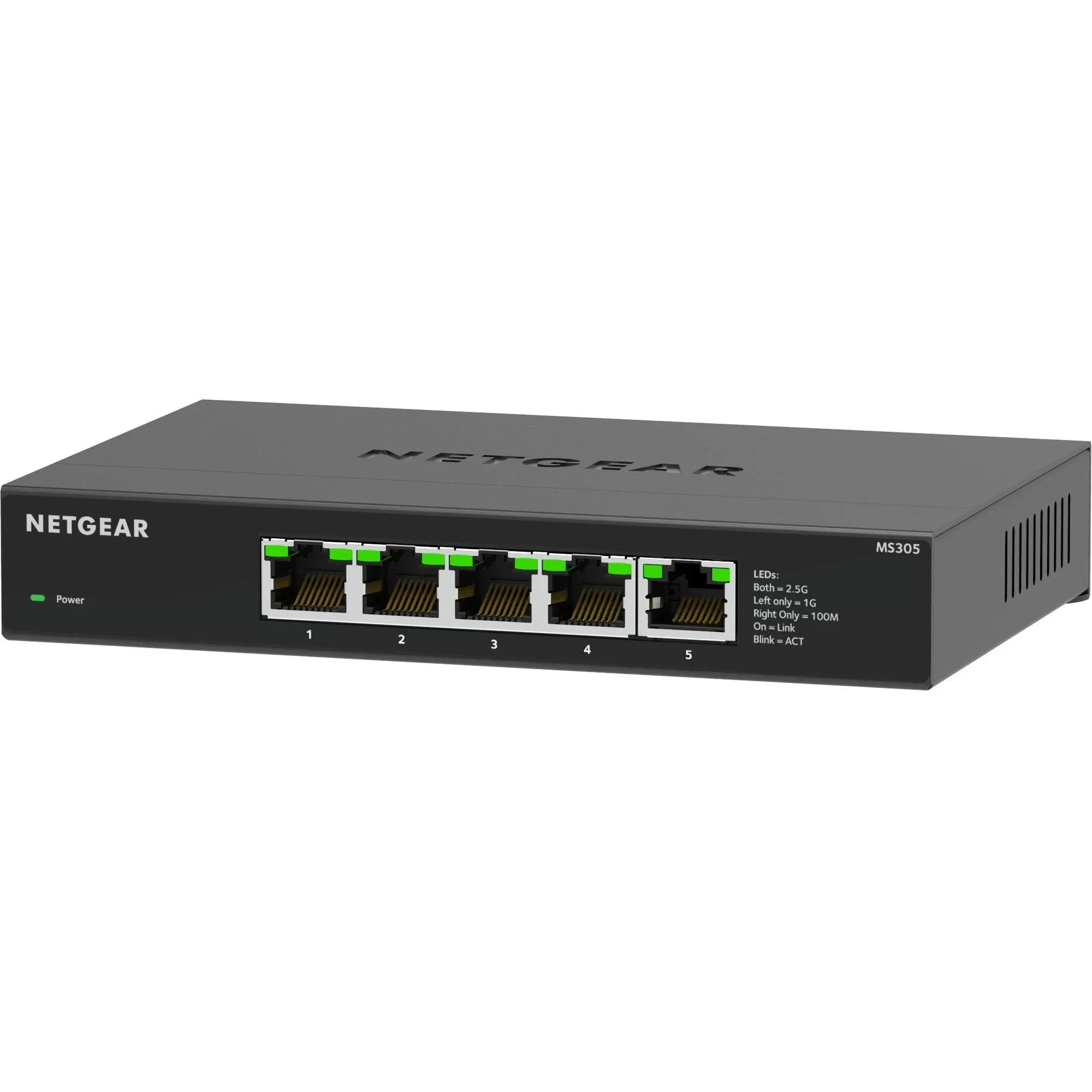 NETGEAR 5-Port Multi-Gigabit Ethernet Unmanaged Network Switch (MS305) - with 5 x 1G/2.5G, Desktop or Wall Mount, and Limited 3 Year Protection,Black