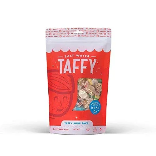 Taffy Shop "Favorites Mix" Salt Water Candy, Assorted Bulk Flavors of Saltwater Taffy, Unique Themed Bag of Gourmet Salt Water Candy, Wedding Candy- Share (14oz)