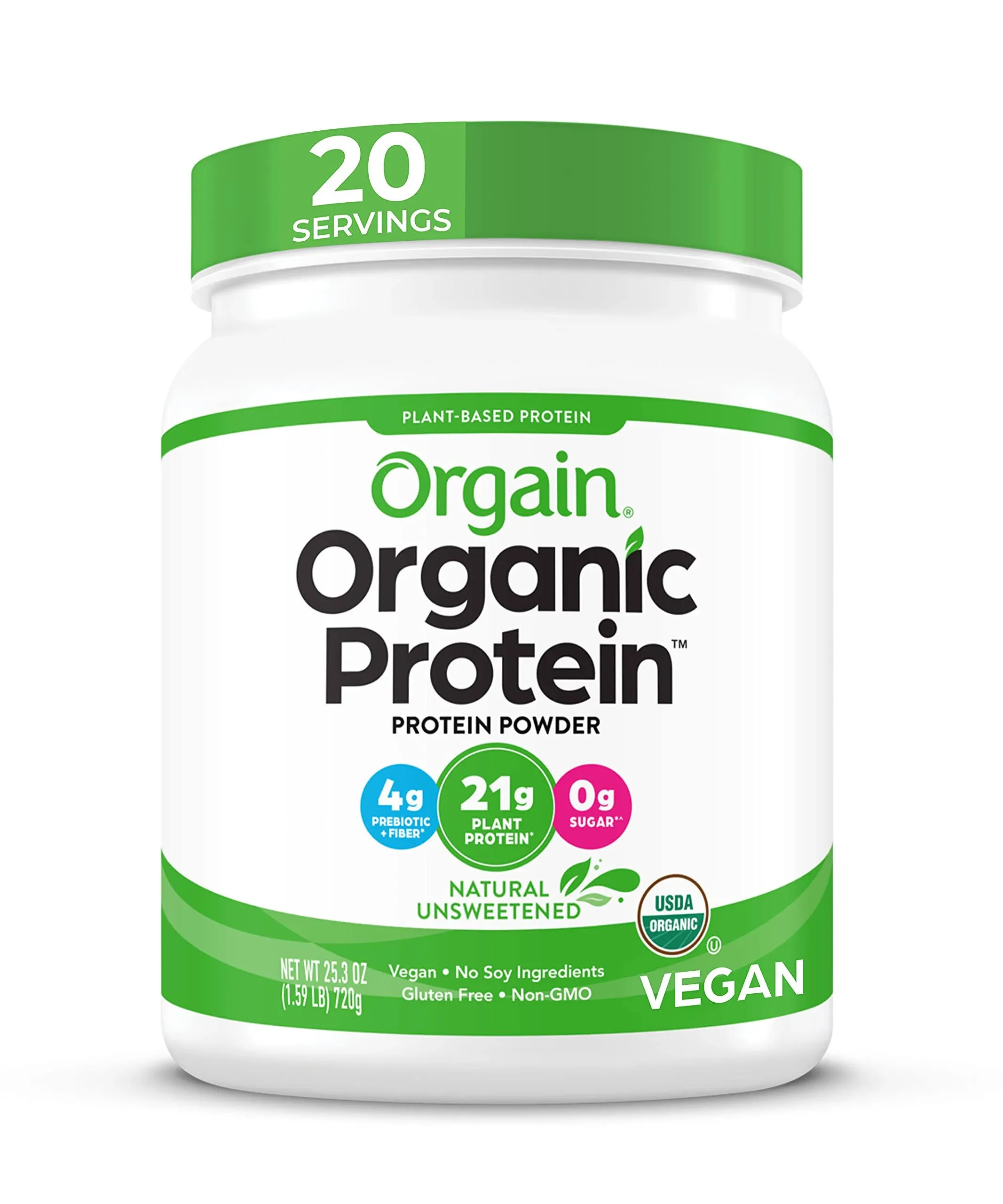 Orgain Organic Vegan Protein , Vanilla Bean - 21g Plant Based Protein, 4g Pre...