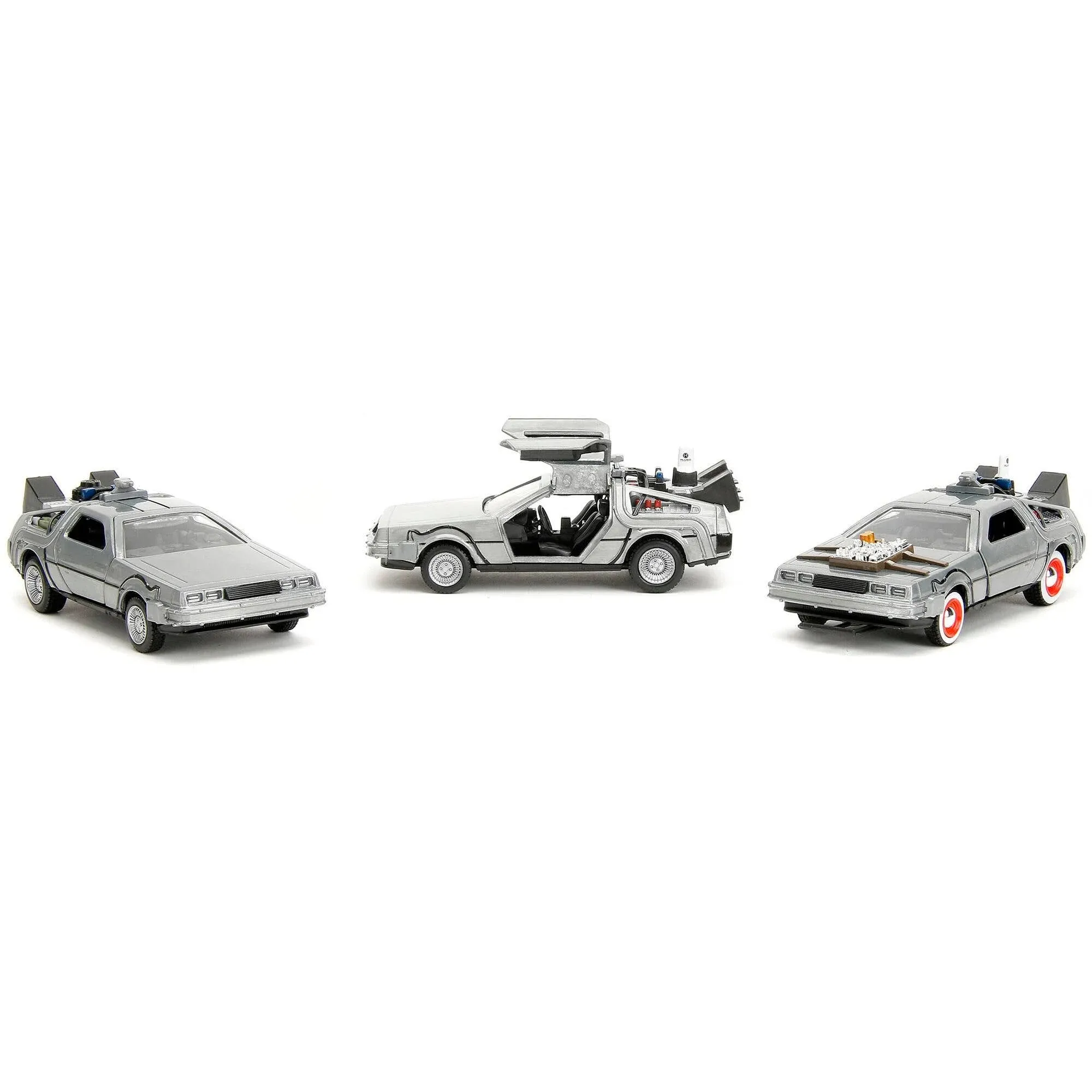 Jada Back to The Future Time Machine 1.65" Nano 3-Pack Die-Cast Cars, Toys for Kids and Adults