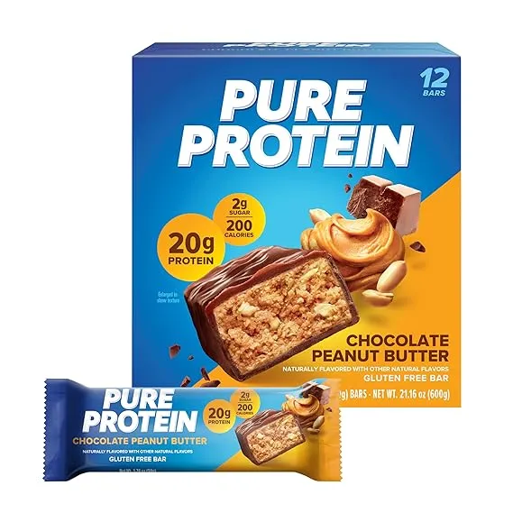 Pure Protein Bars, Gluten Free, Snack Bars, Chocolate Peanut Butter, 50 gram, 6 Count, {Imported from Canada}