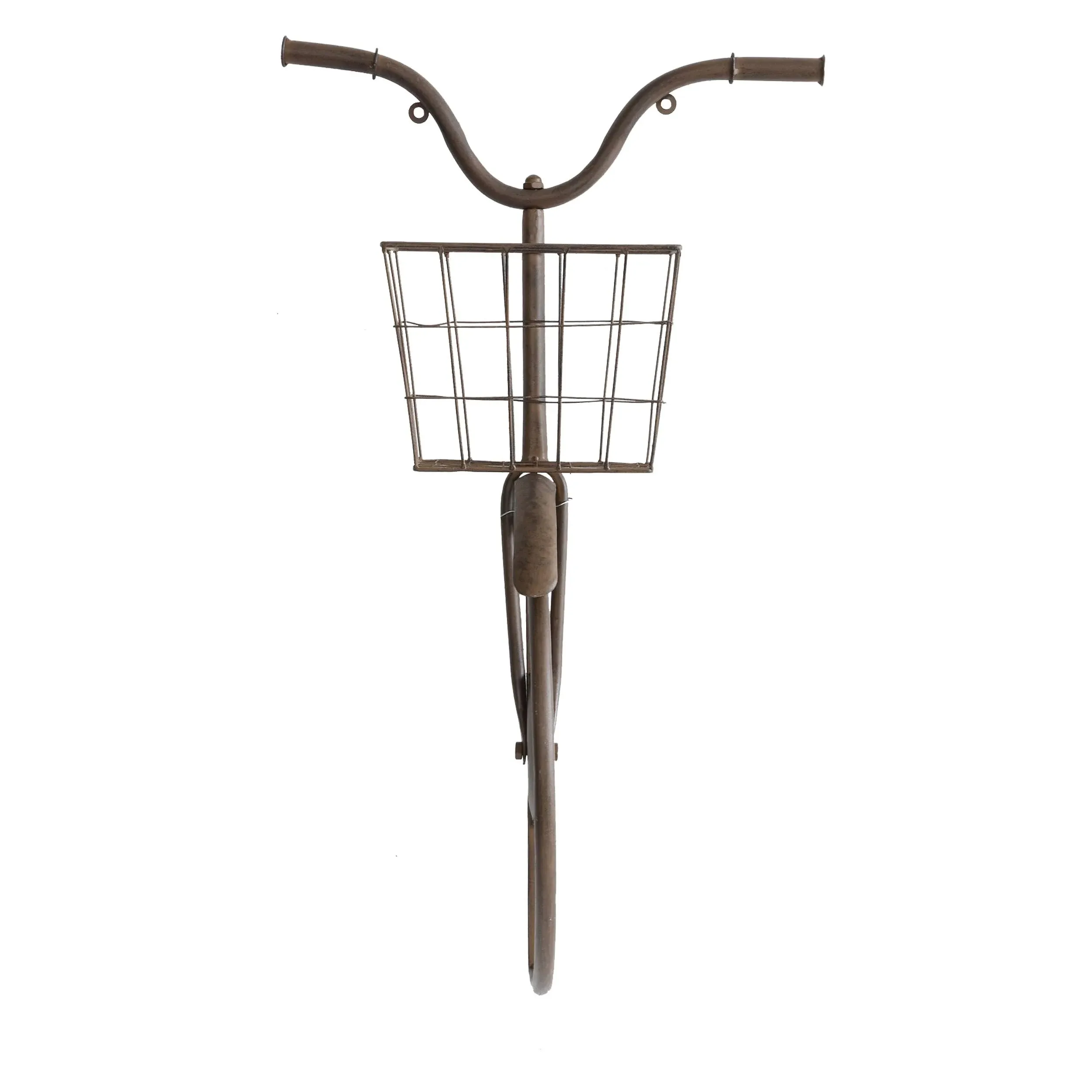 DA6000 Iron Bike Shape Wall Decor with Basket, Rust