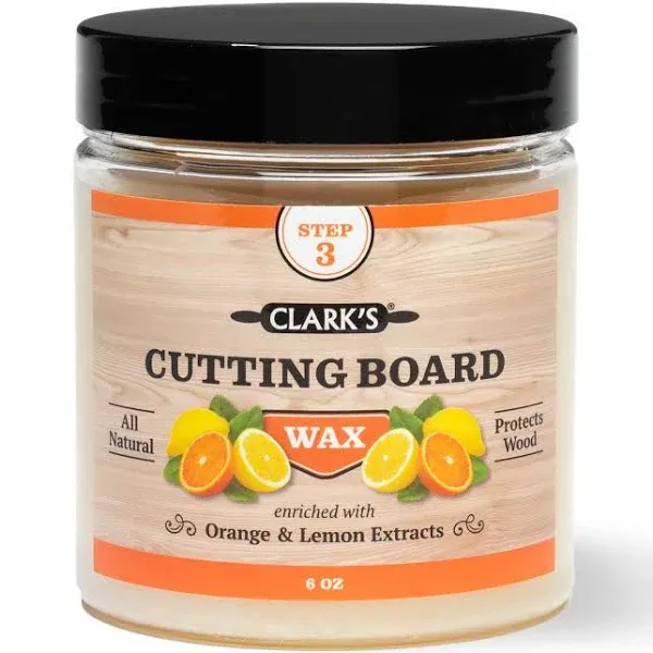 CLARK'S Cutting Board Finish Wax, Enriched with Lemon & Orange Oils ,Made with Natural Beeswax and Carnauba Wax,Butcher Block Wax, (6 ounces)