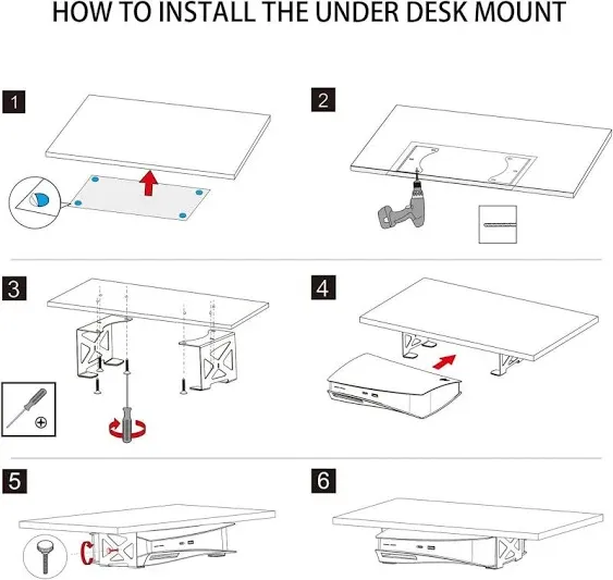 Monzlteck Under Desk Holder for PS5/PS5 Slim,Stealth Mount Compaitble with PlayStation 5 Disc & Digital Edition Console,Space Saving,DP-05