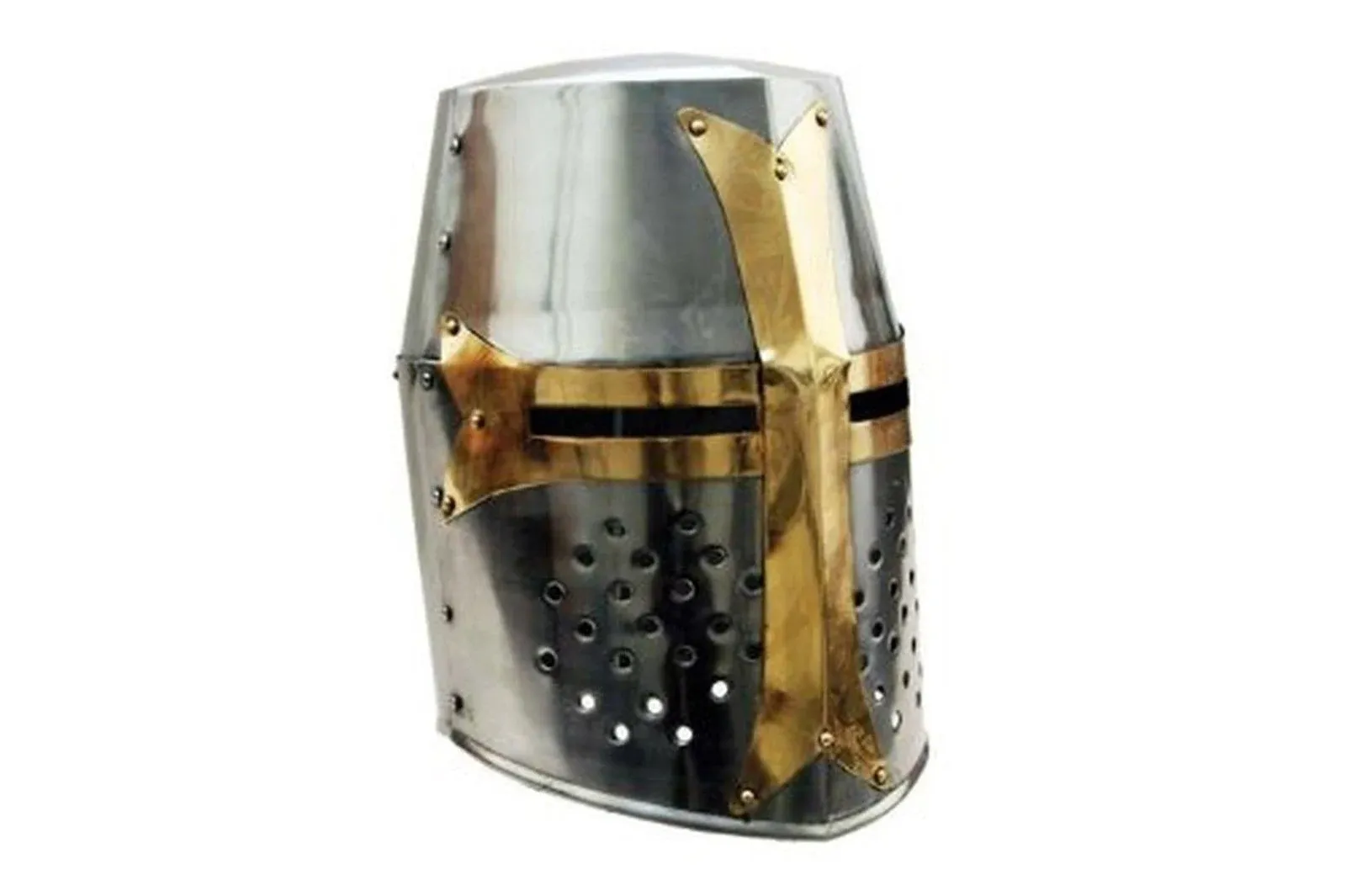 Medieval Metal Knight Crusader Adult Wearable Helmet Costumes With Free H liner