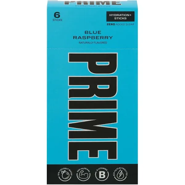 Prime Blue Raspberry Hydration Sticks 6 Count