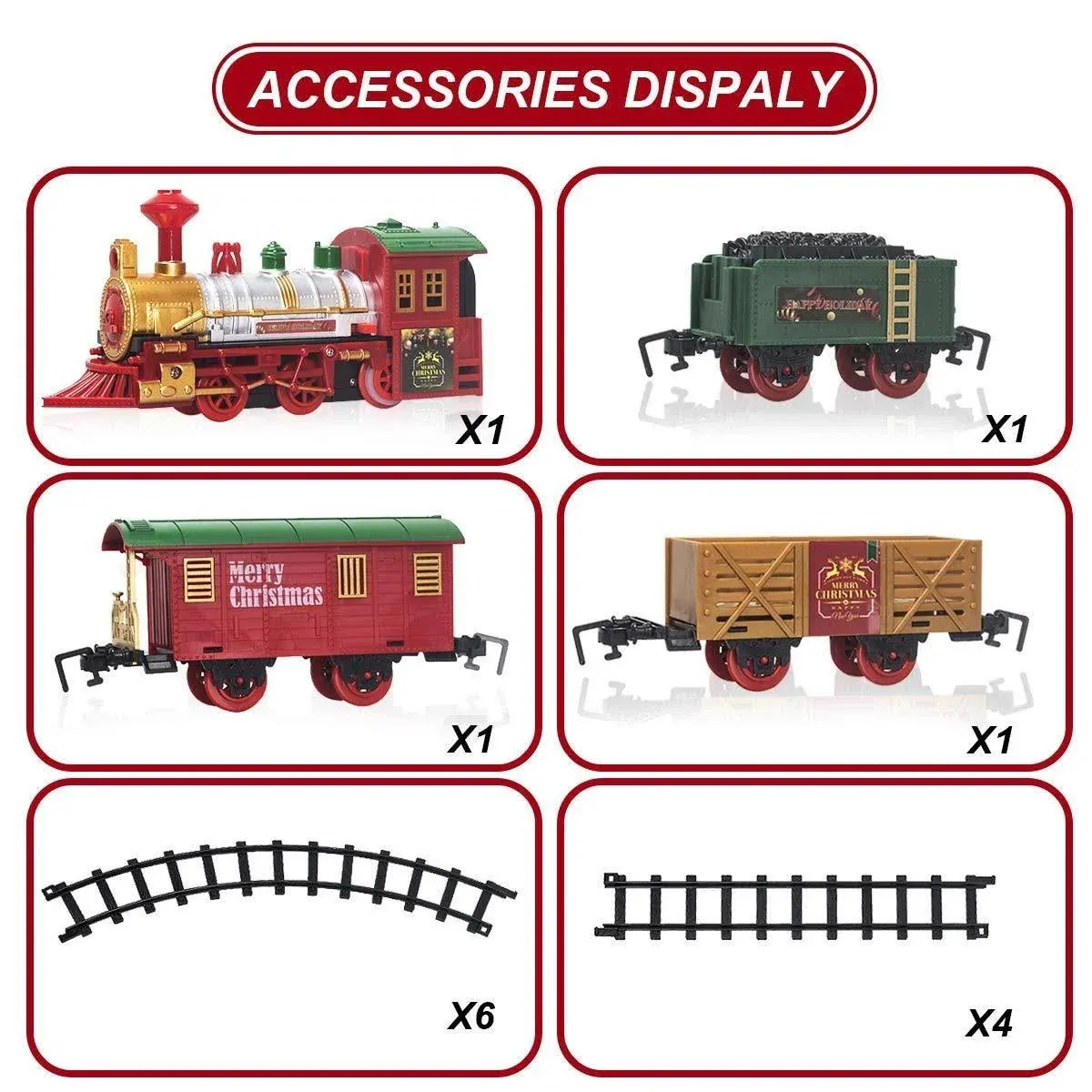 Christmas Train Set with Lights and Sounds Railway Tracks Sets Battery Operated