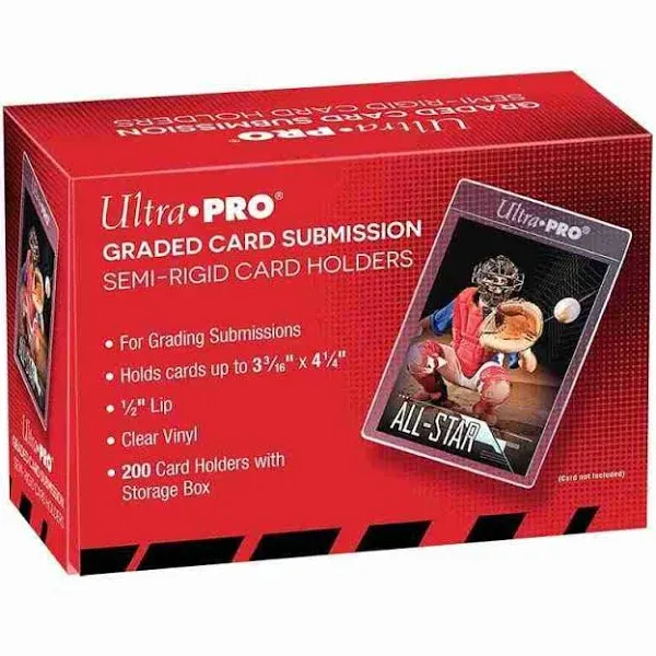 200 Ultra Pro Graded Card Submission Semi Rigid 1/2&#034; Lip Tall Sleeves 