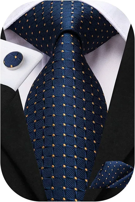 Dubulle Mens Tie Set Solid Paisley Necktie for Men Pocket Square Cufflinks Forma