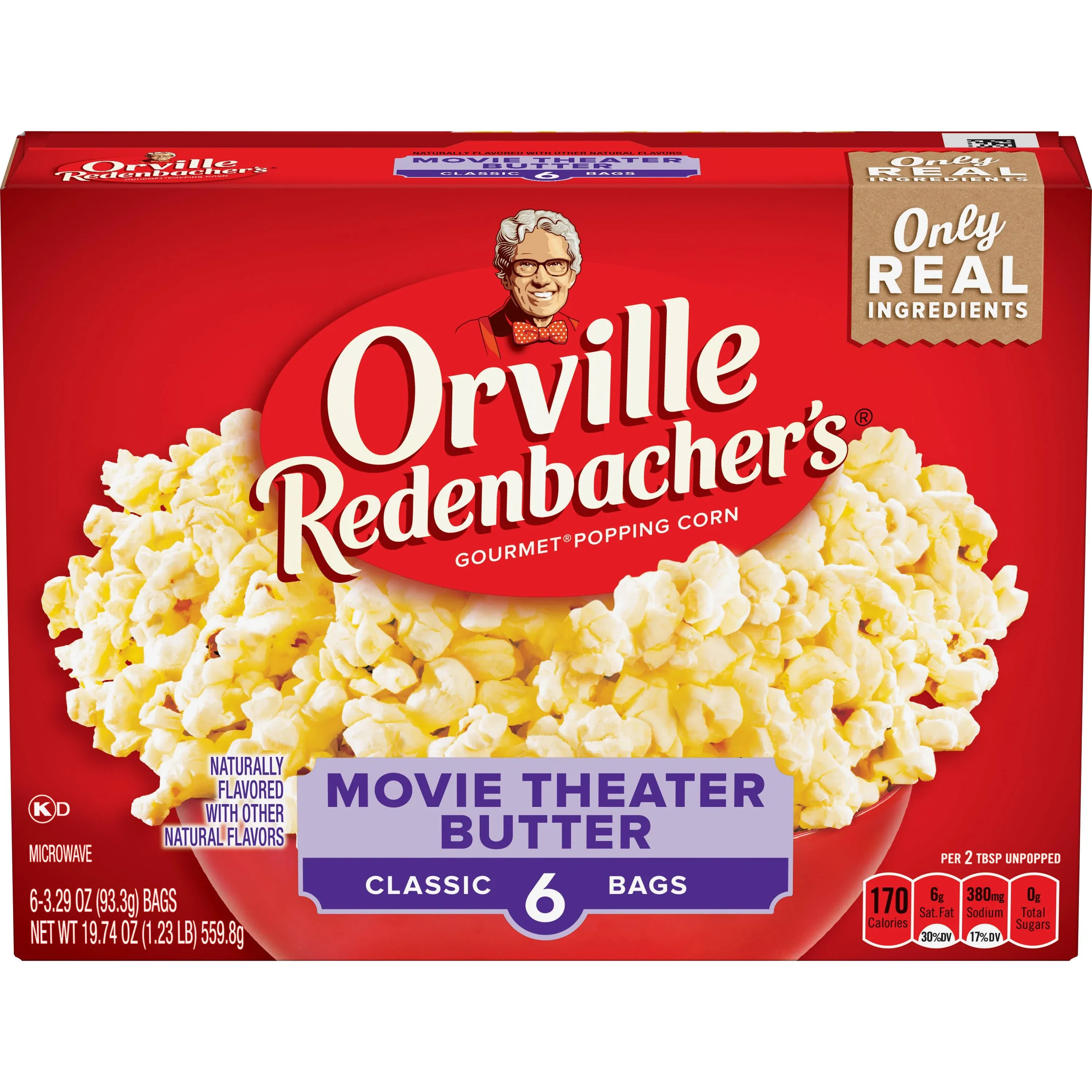 Orville Redenbacher's Movie Theater Butter Popcorn, Classic Bag, 6-Count