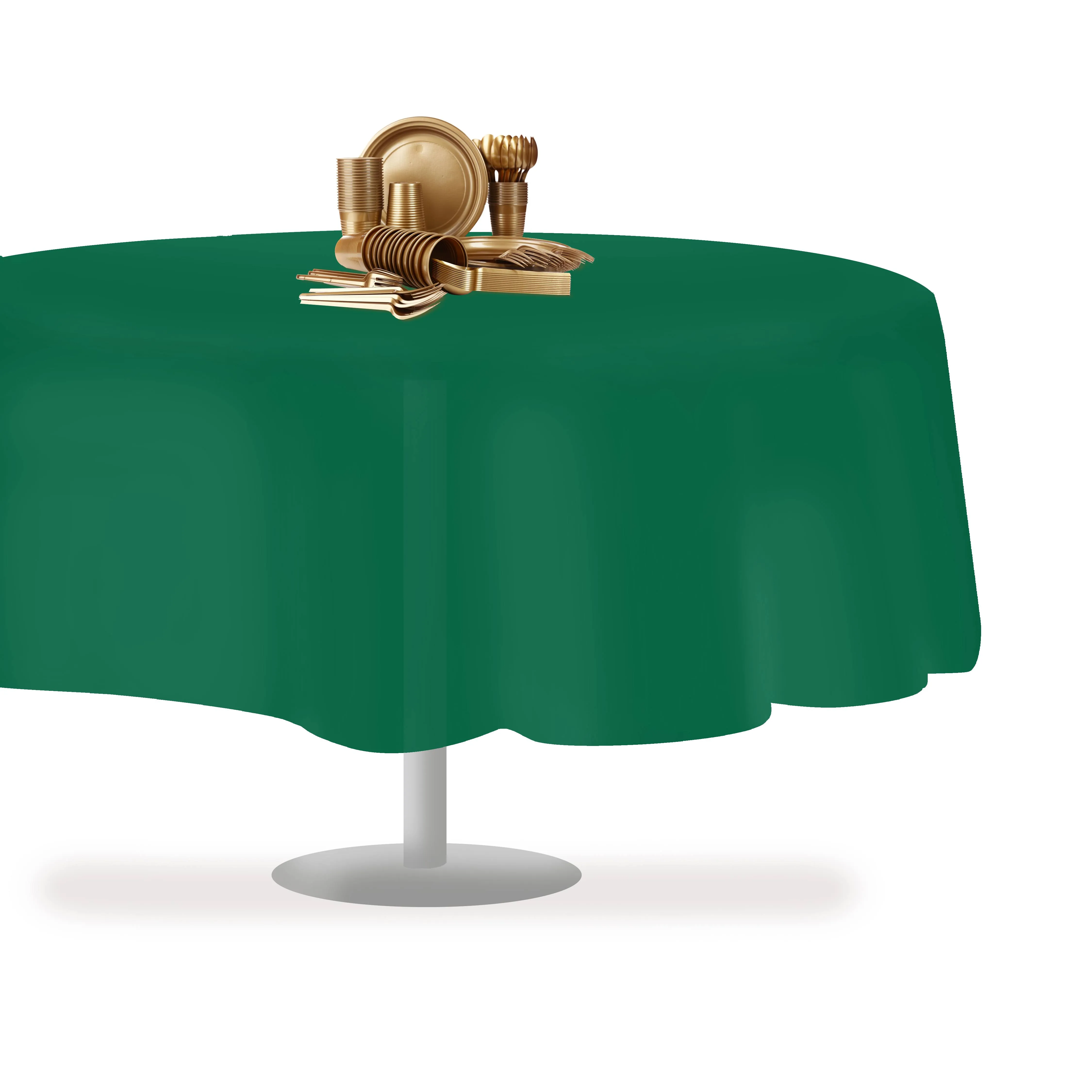 Dark Green 12 Pack Premium Disposable Plastic Tablecloth 84&#034; Inch Decorative ...