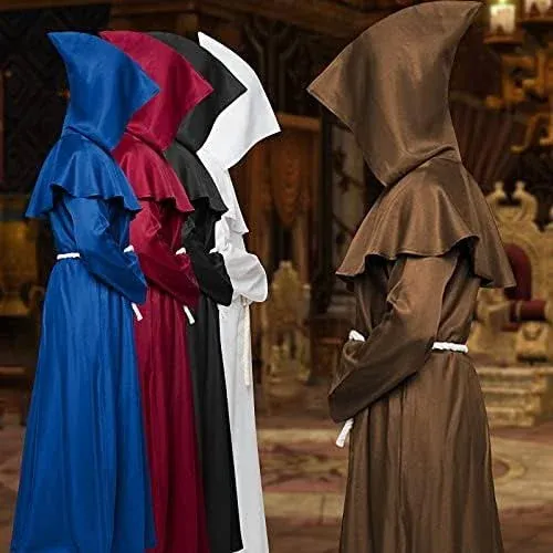 Friar Medieval Renaissance Priest Monk Hooded Robe Halloween Costume Cosplay