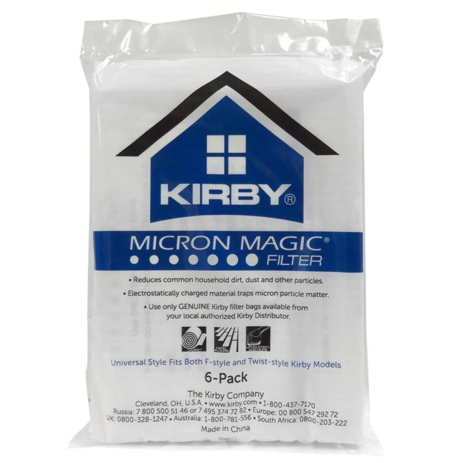 Kirby Bags Type F Micro Allergen 6pk  Fits F-Style and Twist style system