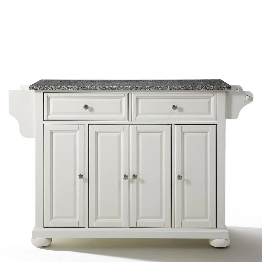 Crosley Alexandria Solid Granite Top Kitchen Island, White