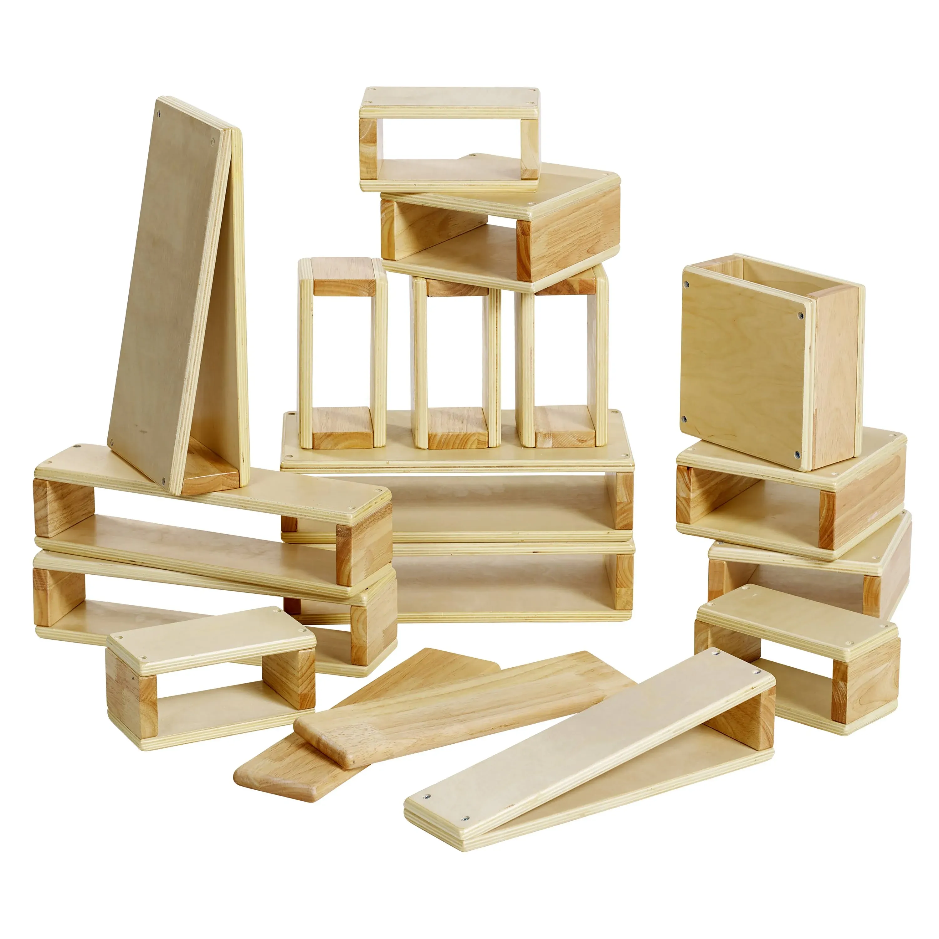 Ecr4kids 18 Piece Wooden Hollow Block Set