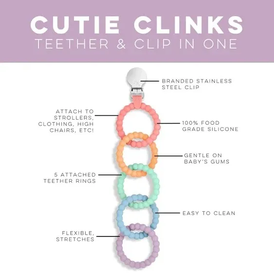 Ryan & Rose Cutie Clinks Attachable Teether Chew Toy for Babies (Blossom)