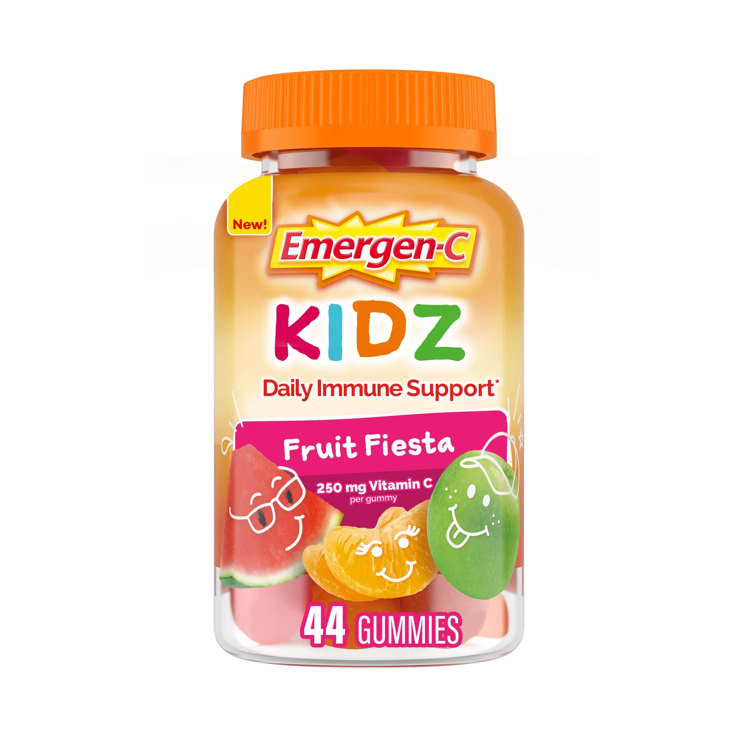 Gomitas diarias de vitamina C Emergen-C Kidz para reforzar el sistema inmunitario, Fruit Fiesta, 44 quilates