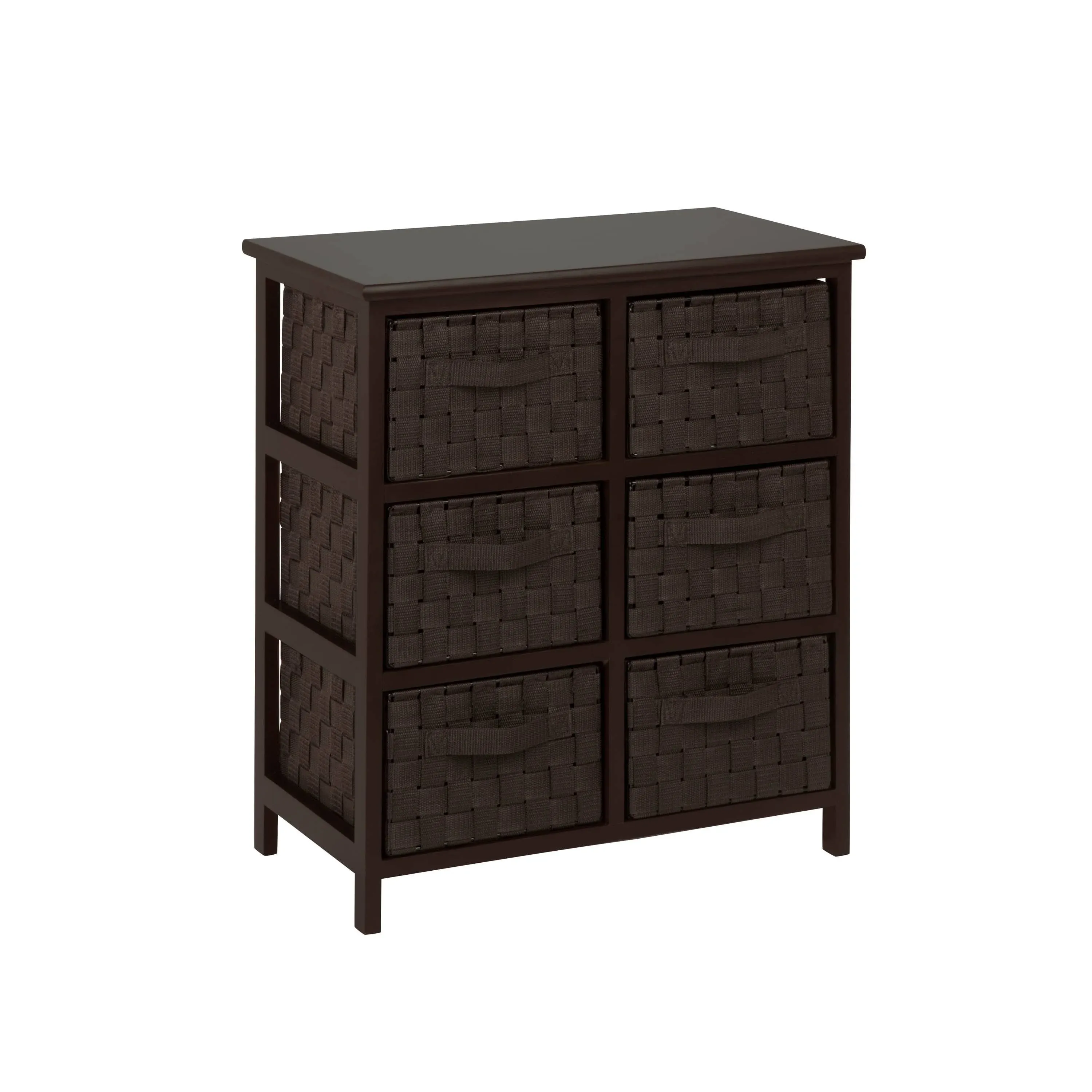 Honey Can Do TBL-03758 6-Drawer Woven Strap Chest, Java Brown