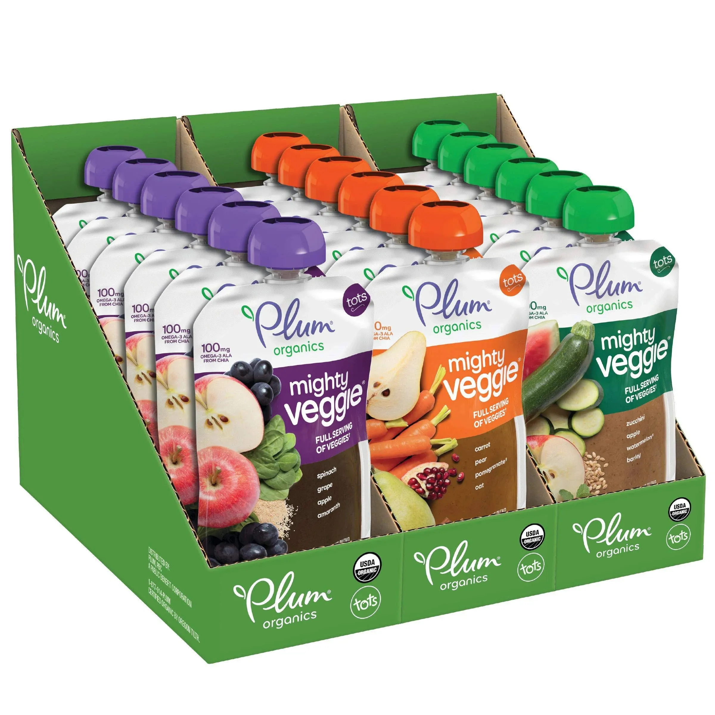 Plum Organics Baby Food Pouch Mighty Veggie Variety Pack 4 Ounce 18 Pack Organic ...