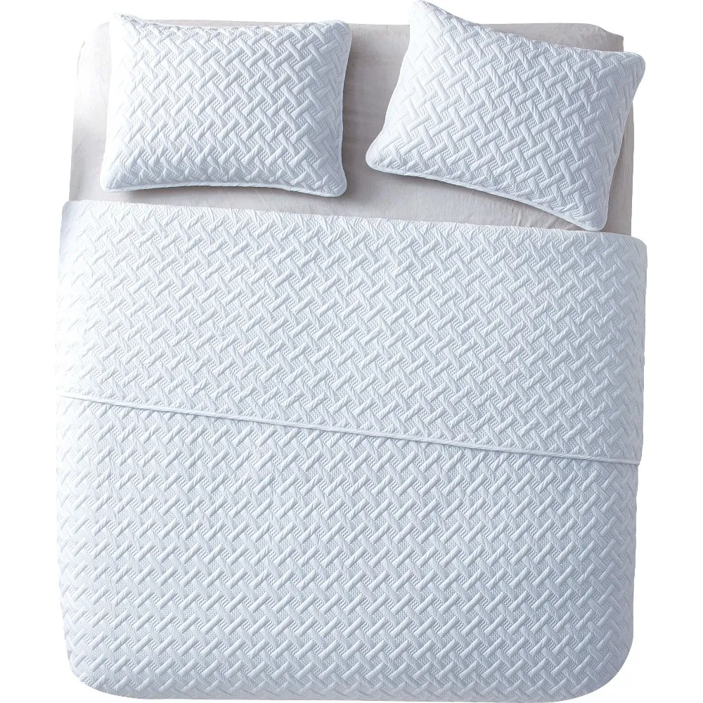 VCNY Nina Embossed Quilt Set White King 3 Piece