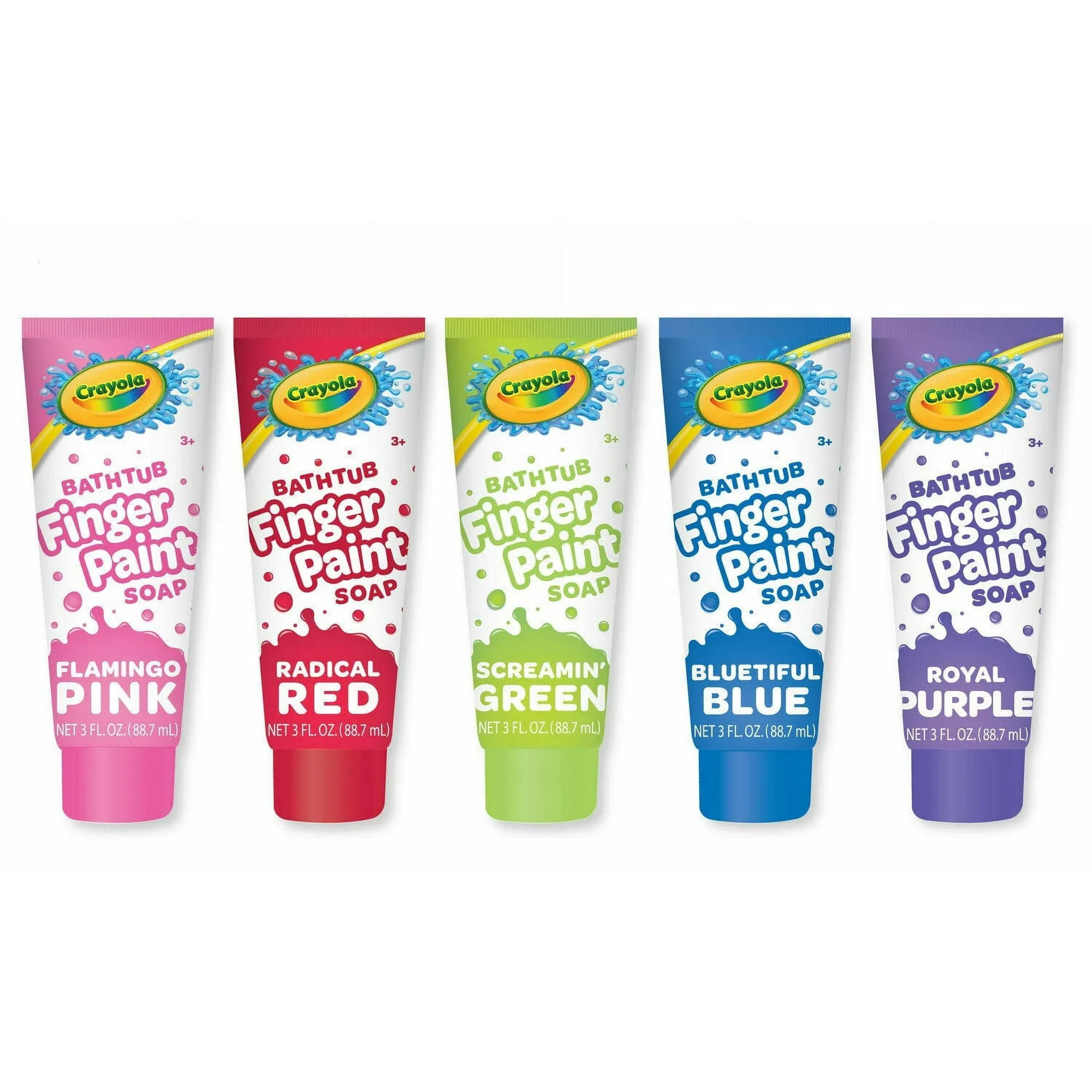 5PC SET: Crayola Bathtub Finger Paint Soap Kids 3oz: Blue Red Green Pink Purple