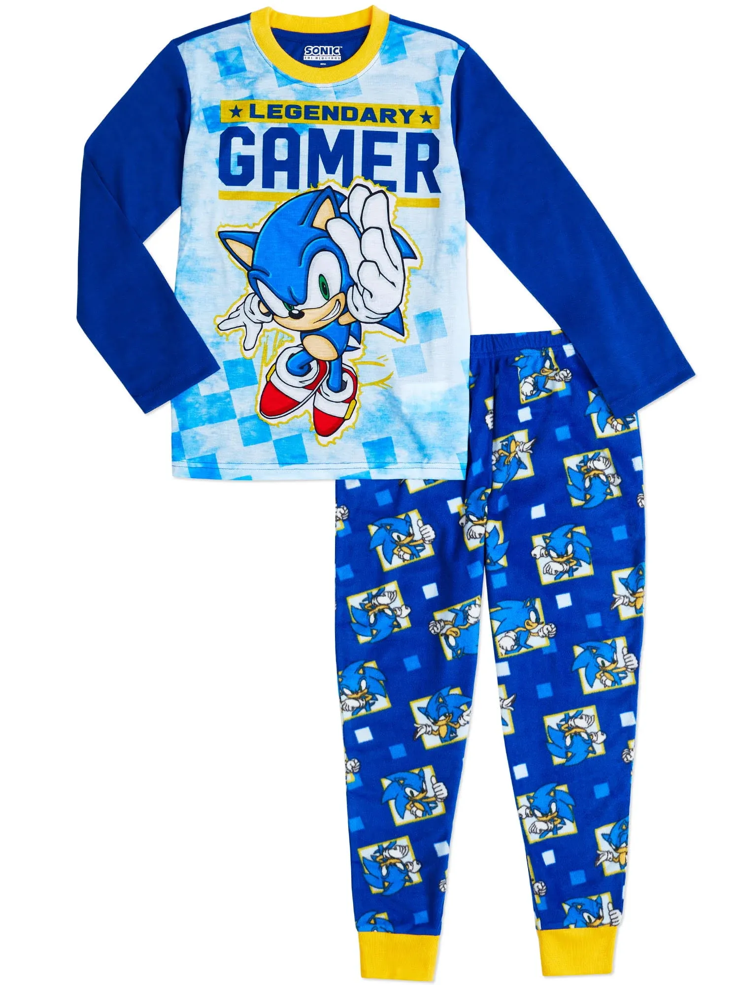 Sonic The Hedgehog Boys Legendary Gamer Two Piece Pajama Sleepwear Set (XS, 4/5) Blue