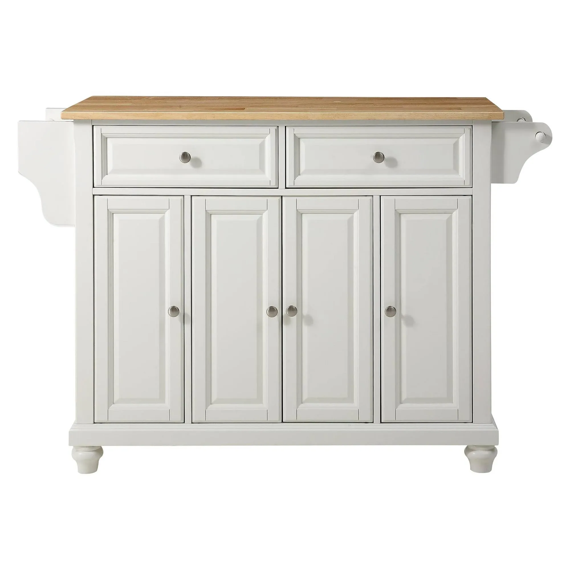 Cambridge Natural Wood Top Kitchen Island White - Crosley