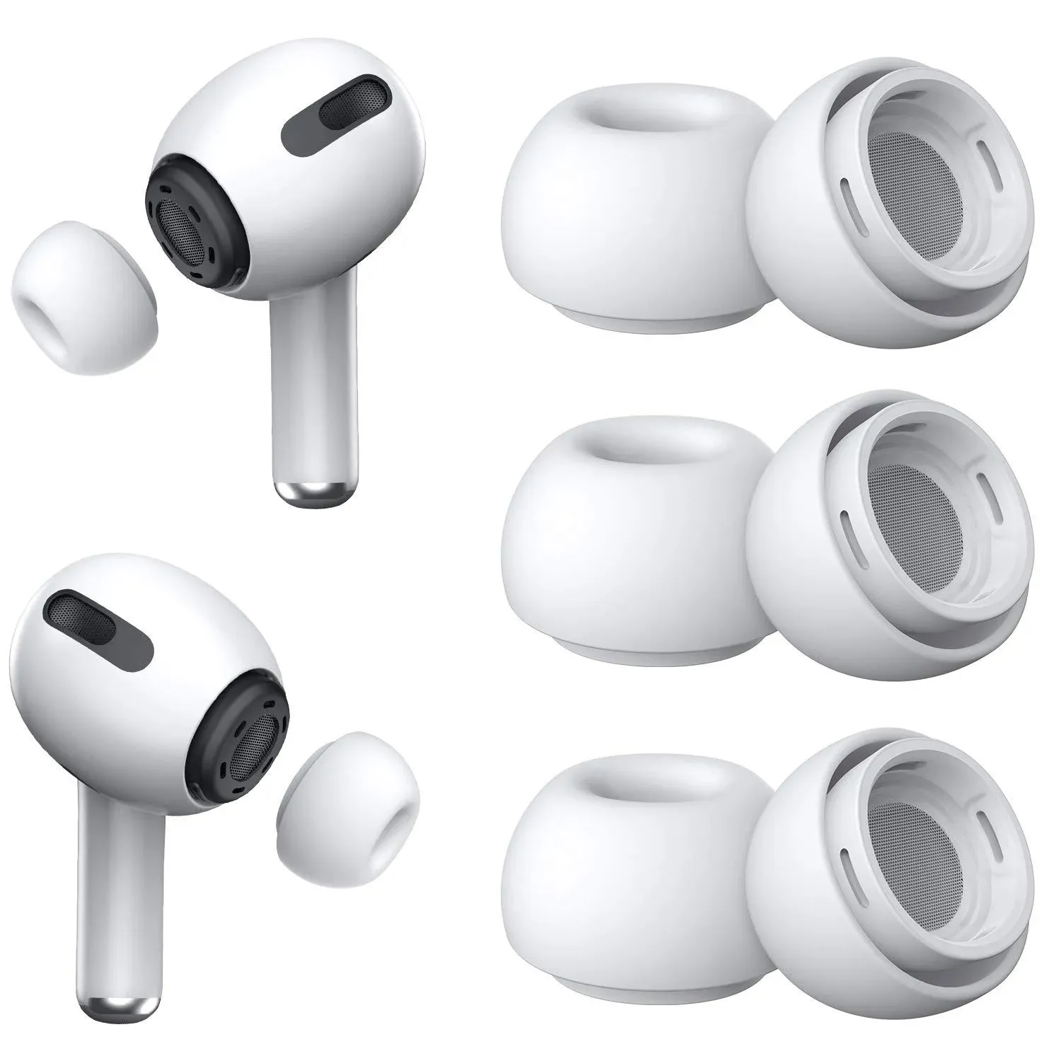 [4 Pairs ] Replacement Ear Tips for AirPods Pro and AirPods Pro 2 with Noise Reduction Hole, Silicone Ear Tips for AirPods Pro with Portable Storage Box and Fit in The Charging Case(XS/S/M/L)