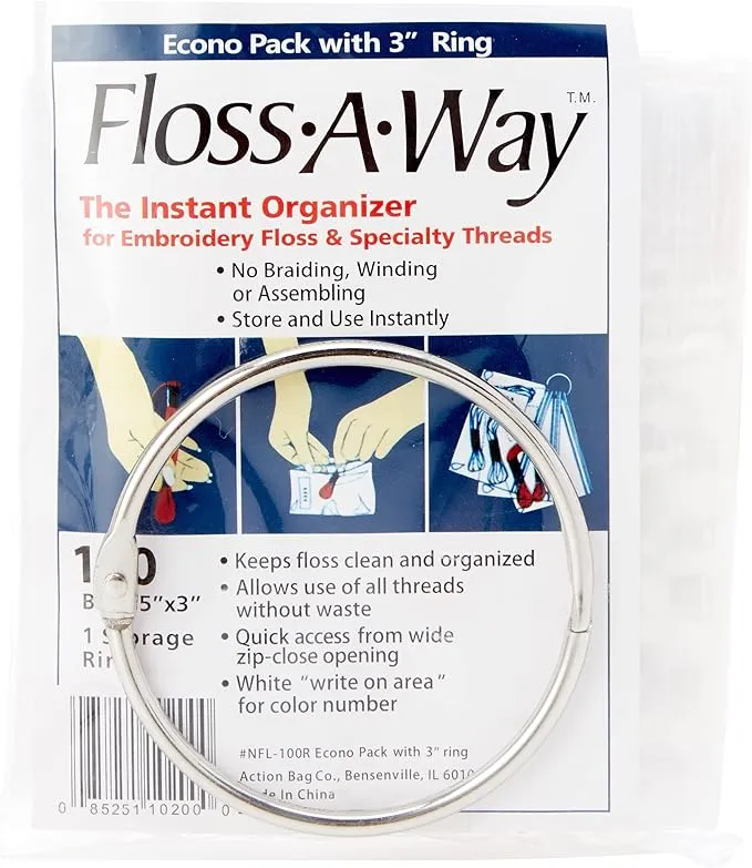 ACTION BAG Floss-A-Way Organizer, 3 by 5-Inch, 100-Pack