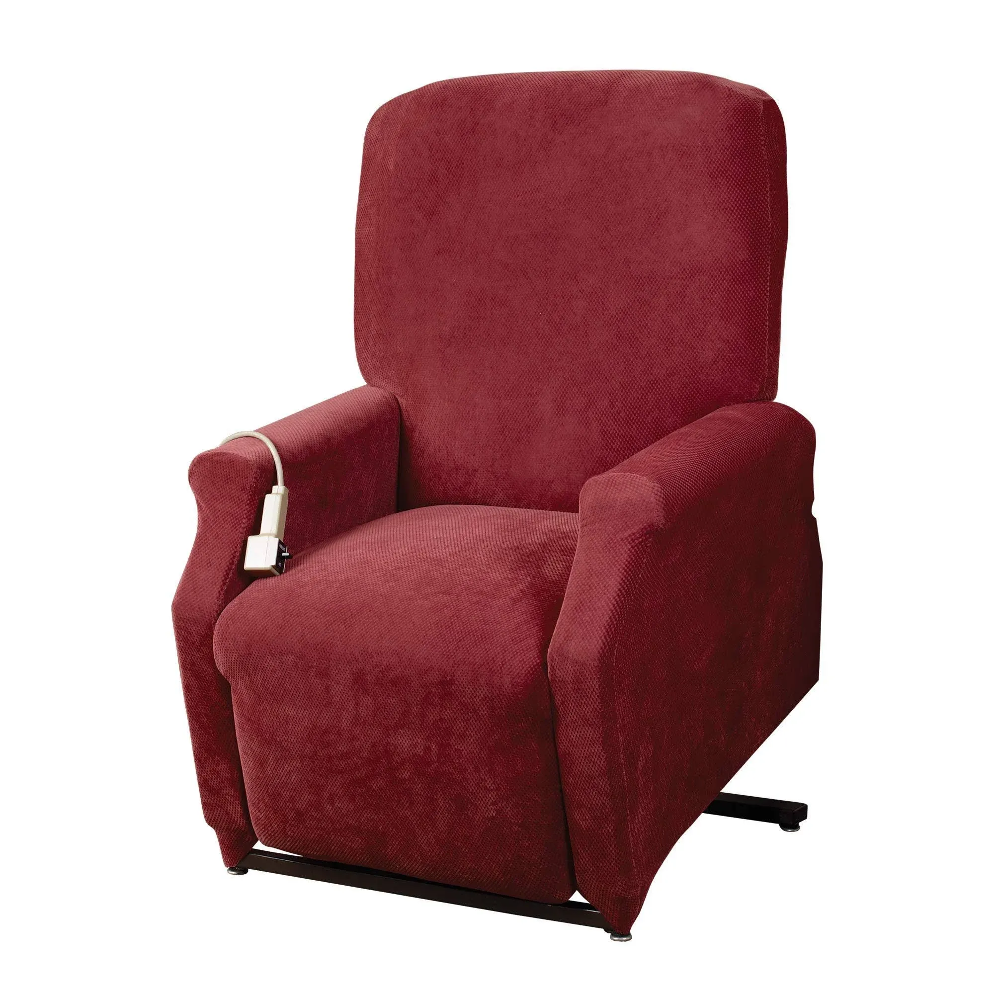 Large Stretch Pique Lift Recliner Slipcover Garnet - Sure Fit