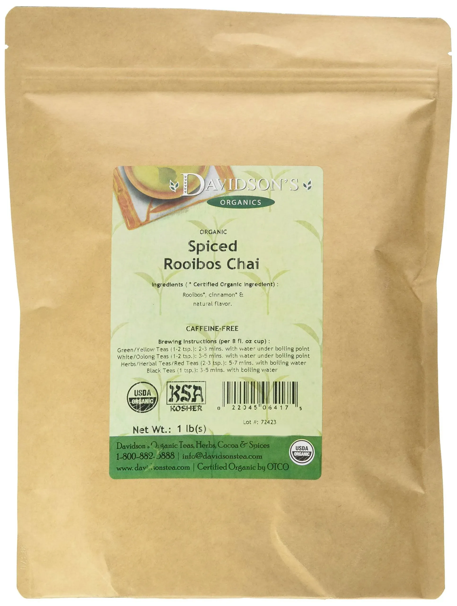 Davidson&#039;s Tea Bulk, Org Spiced Rooibos Chai, 16-Ounce Bag  