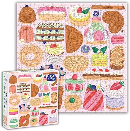 Galison Sweet Confections – 500 Piece Puzzle Fun and Challenging Activity with Bright and Bold Artwork of Sweet Patisserie Treats for Adults and Families