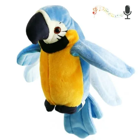 Houwsbaby Talking Stuffed Parrot Repeat What You Say Plush Toy Interactive Animated Gift for Kids Birthday