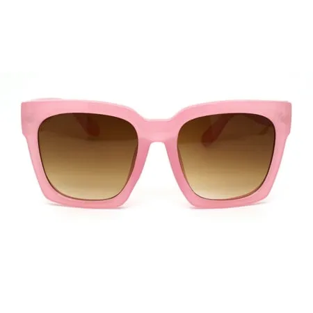 Womens Boyfriend Style Oversize Horned Rim Thick Plastic Sunglasses Pink Gradient Brown