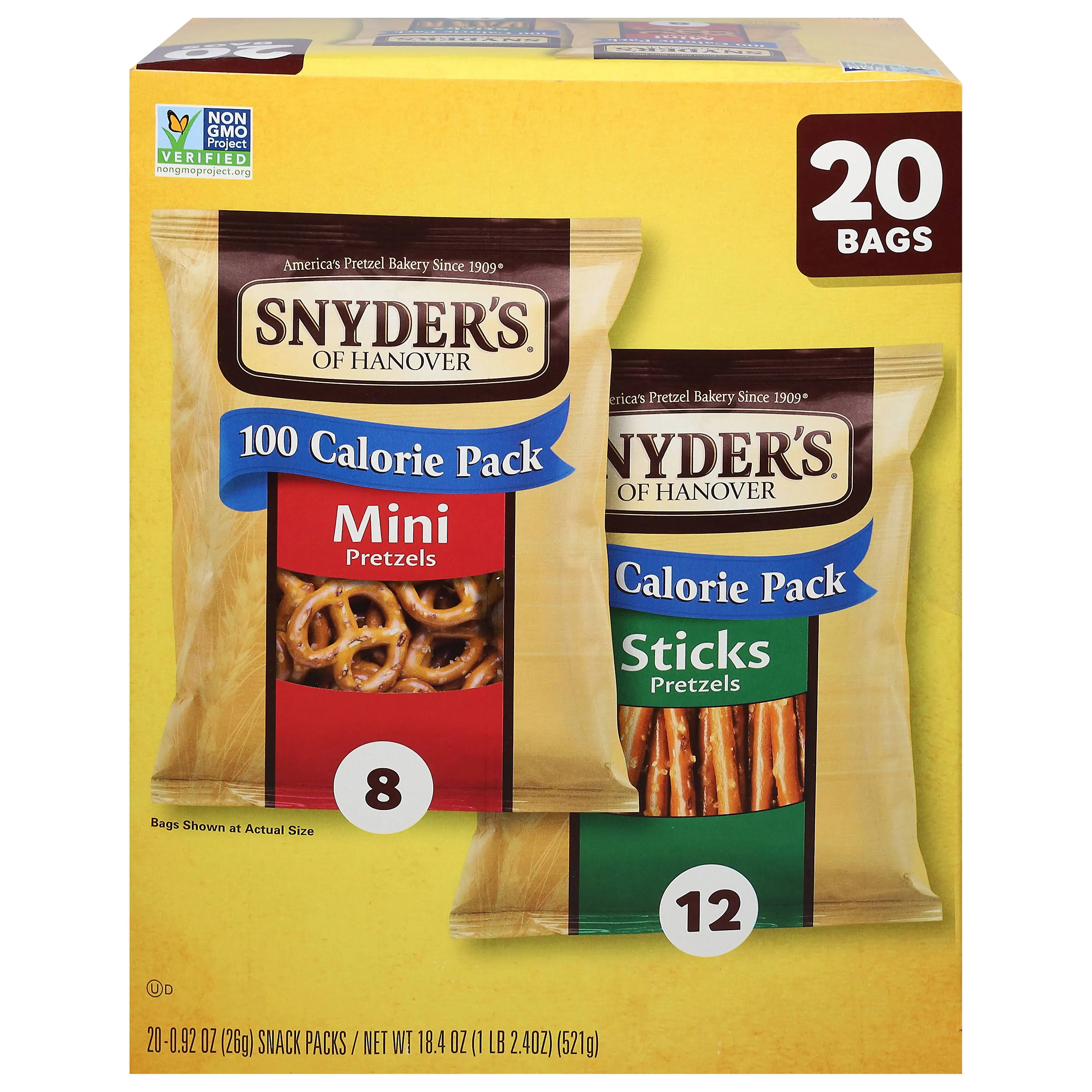 Snyder's of Hanover 100 Calorie Variety Pack Minis & Sticks Pretzels (0.92 oz 20 ct) | Acme